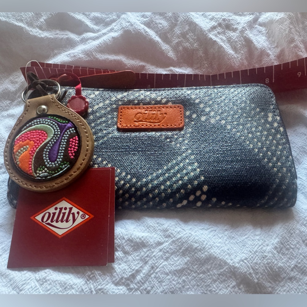 Oilily Denim and White Wallet with Colorful Accent